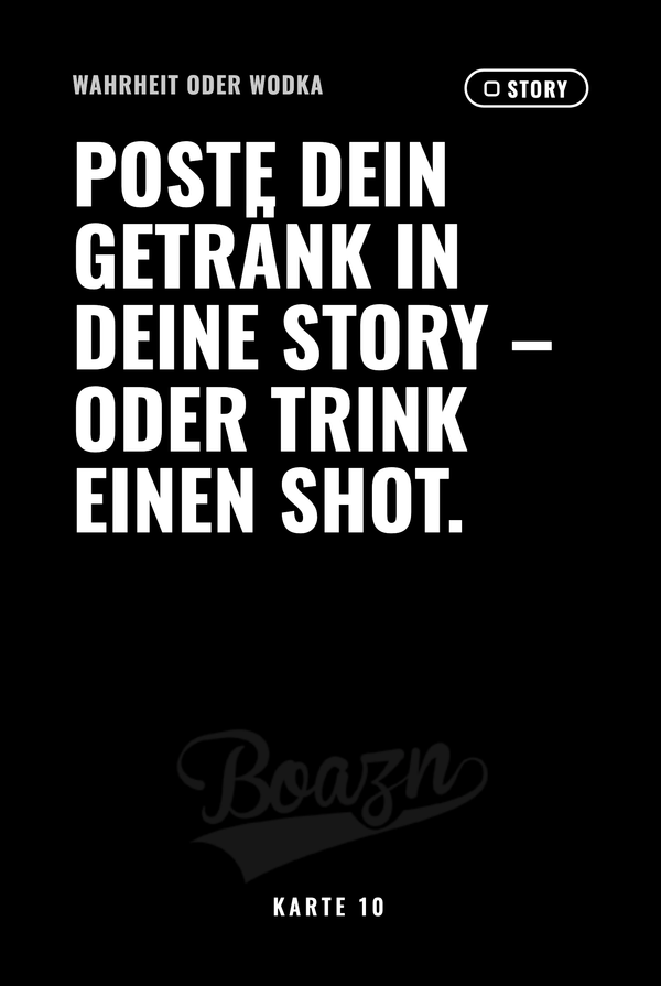 Story-Karte aus dem Kartenspiel Wahrheit oder Wodka der Boazn München